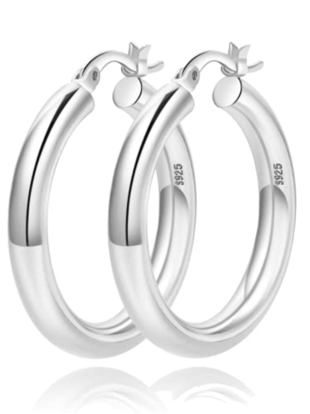 Chunky Gold Hoop Earrings Sterling Silver Post Brass Lightweight